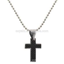 Aço inoxidável cruz jóias moda preto cruz colar
